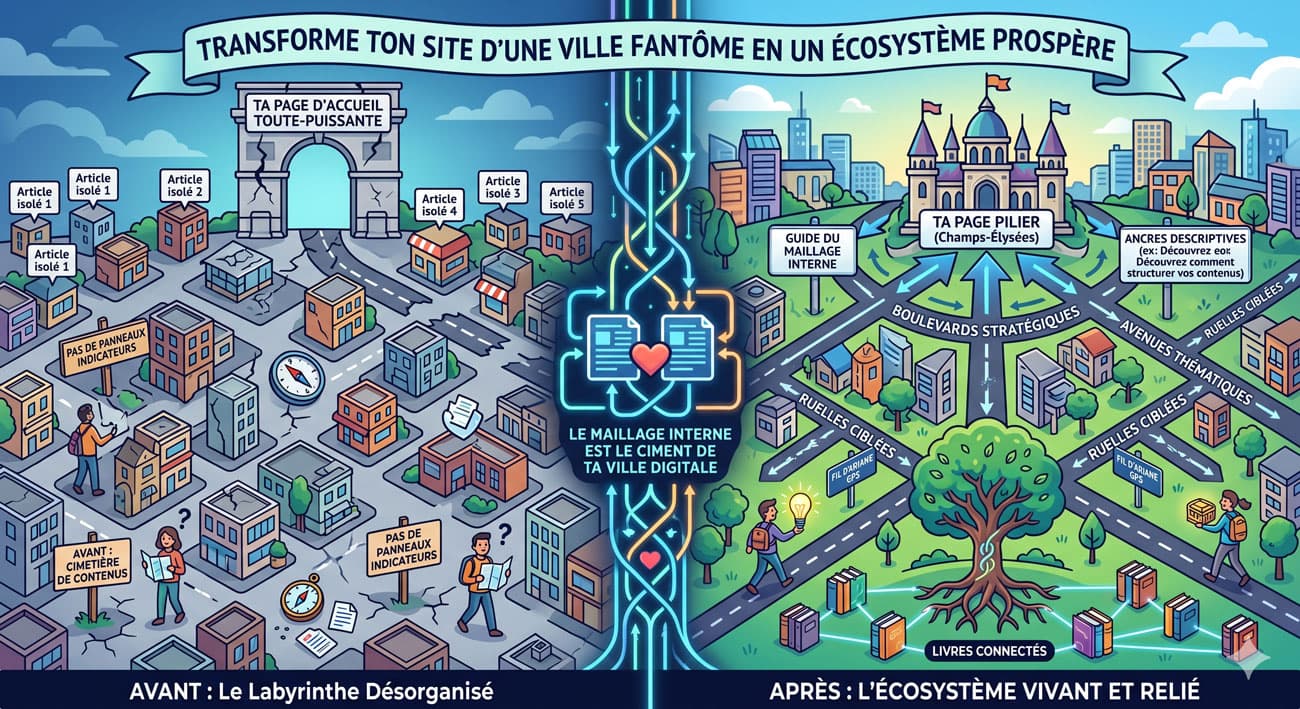Maillage interne : pourquoi ton site ressemble à une ville sans panneaux de signalisation